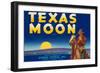 Packing Crate Label, Texas Moon-null-Framed Art Print