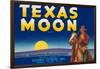 Packing Crate Label, Texas Moon-null-Framed Art Print