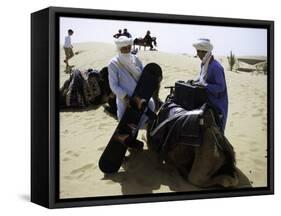 Packing up a Camel, Morocco-Michael Brown-Framed Stretched Canvas