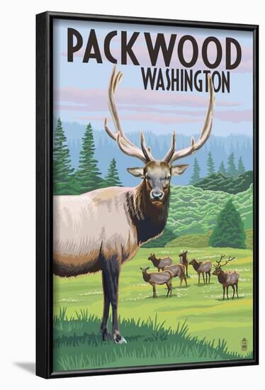 Packwood, Washington - Elk Herd-Lantern Press-Framed Art Print