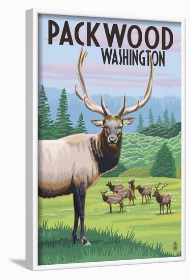 Packwood, Washington - Elk Herd-Lantern Press-Framed Art Print