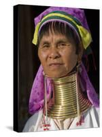 Padaung Woman of Karen Sub-Tribe Wearing Brass Necklace Which Elongates the Neck, Burma, Myanmar-Nigel Pavitt-Stretched Canvas