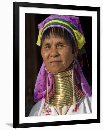 Padaung Woman of Karen Sub-Tribe Wearing Brass Necklace Which Elongates the Neck, Burma, Myanmar-Nigel Pavitt-Framed Photographic Print