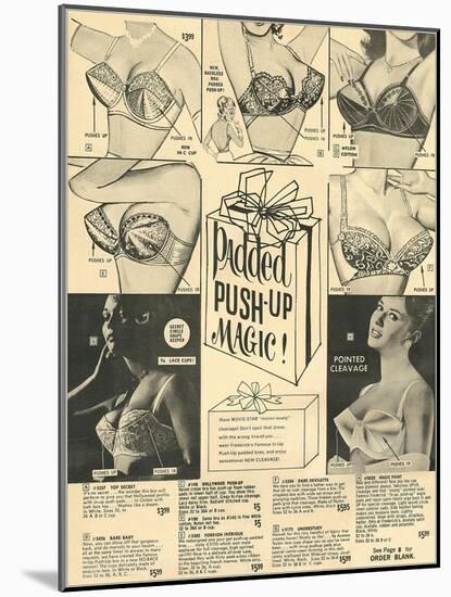 Padded Push-Up Brassieres-null-Mounted Art Print