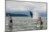 Paddle boarders and Humpback Whale (Megaptera novaeangliae) in the Pacific Ocean, Nuqui, Colombia-null-Mounted Photographic Print