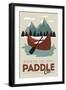 Paddle on (Canoe) - Discover the Parks-Lantern Press-Framed Art Print