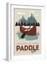 Paddle on (Canoe) - Discover the Parks-Lantern Press-Framed Art Print