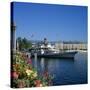 Paddle Steamer Beside the Prom Du Lac, Geneva, Lake Geneva (Lac Leman), Switzerland, Europe-Stuart Black-Stretched Canvas