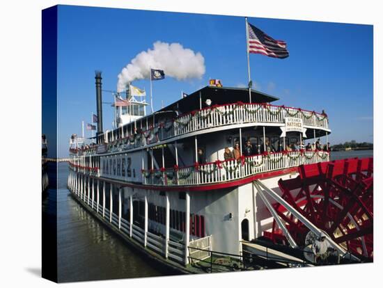 Paddle Steamer 'Natchez', on the Edge of the Mississippi River in New Orleans, Louisiana, USA-Bruno Barbier-Stretched Canvas