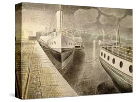 Paddle Steamers at Night-Eric Ravilious-Stretched Canvas