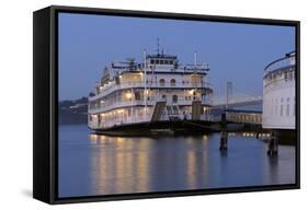 Paddle Wheeler, Bay Bridge at Pier 7 , Embarcadero, San Francisco, Usa-Christian Heeb-Framed Stretched Canvas