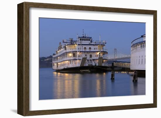 Paddle Wheeler, Bay Bridge at Pier 7 , Embarcadero, San Francisco, Usa-Christian Heeb-Framed Photographic Print