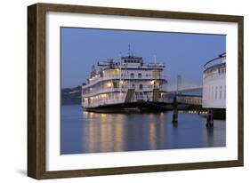 Paddle Wheeler, Bay Bridge at Pier 7 , Embarcadero, San Francisco, Usa-Christian Heeb-Framed Photographic Print