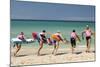 Paddleboarders on the beach, Surfers Paradise, City of Gold Coast, Queensland, Australia-Panoramic Images-Mounted Photographic Print