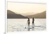 Paddleboarding on Whitefish Lake at Sunset in Whitefish, Montana, USA-Chuck Haney-Framed Photographic Print