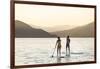 Paddleboarding on Whitefish Lake at Sunset in Whitefish, Montana, USA-Chuck Haney-Framed Photographic Print
