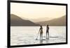 Paddleboarding on Whitefish Lake at Sunset in Whitefish, Montana, USA-Chuck Haney-Framed Photographic Print