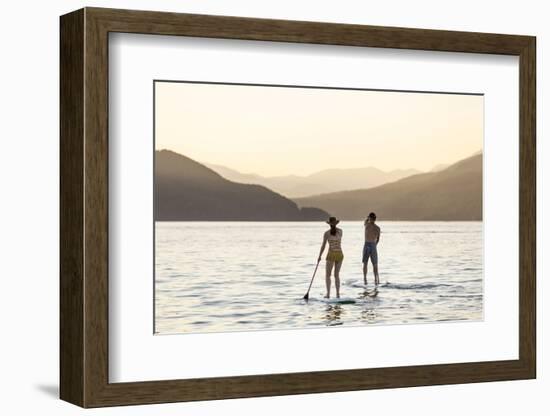 Paddleboarding on Whitefish Lake at Sunset in Whitefish, Montana, USA-Chuck Haney-Framed Photographic Print