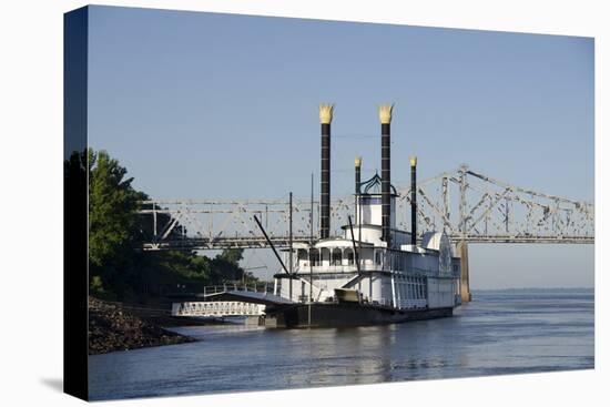 Paddlewheel Boat and Casino, Mississippi River, Port Area, Natchez, Mississippi, USA-Cindy Miller Hopkins-Stretched Canvas