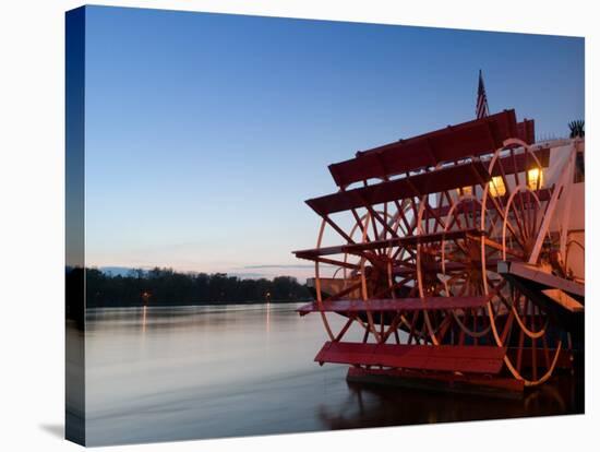 Paddlewheel Riverboat Julia Belle Swain on the Mississippi River, La Crosse, Wisconsin-Walter Bibikow-Stretched Canvas