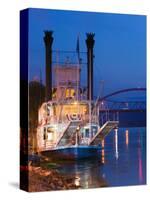 Paddlewheel Riverboat Julia Belle Swain on the Mississippi River, La Crosse, Wisconsin-Walter Bibikow-Stretched Canvas