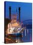 Paddlewheel Riverboat Julia Belle Swain on the Mississippi River, La Crosse, Wisconsin-Walter Bibikow-Stretched Canvas