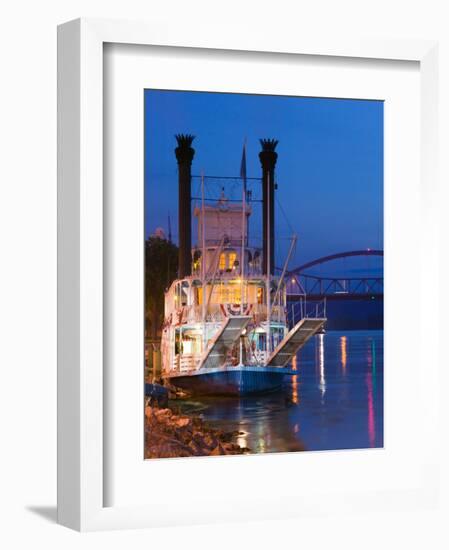 Paddlewheel Riverboat Julia Belle Swain on the Mississippi River, La Crosse, Wisconsin-Walter Bibikow-Framed Photographic Print