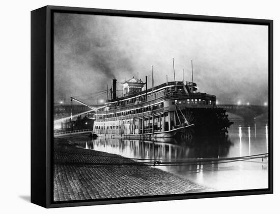 Paddlewheeler on the Mississippi-null-Framed Stretched Canvas