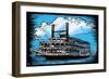 Paddlewheeler - Scratchboard-Lantern Press-Framed Art Print