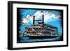 Paddlewheeler - Scratchboard-Lantern Press-Framed Art Print