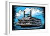 Paddlewheeler - Scratchboard-Lantern Press-Framed Art Print