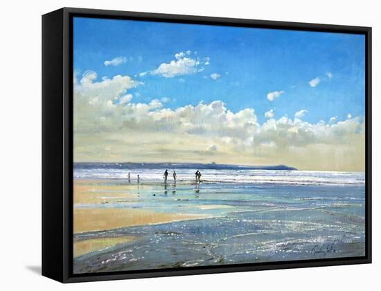 Paddling at the Edge-Timothy Easton-Framed Stretched Canvas