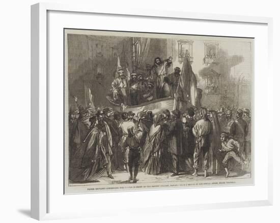 Padre Giovanni Addressing the People in Front of the Jesuits' College, Naples-Frank Vizetelly-Framed Giclee Print