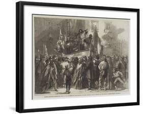 Padre Giovanni Addressing the People in Front of the Jesuits' College, Naples-Frank Vizetelly-Framed Giclee Print