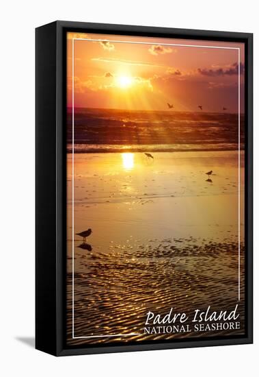 Padre Island National Seashore - Sunset-Lantern Press-Framed Stretched Canvas