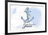 Padre Island, Texas - Anchor - Blue - Coastal Icon-Lantern Press-Framed Premium Giclee Print