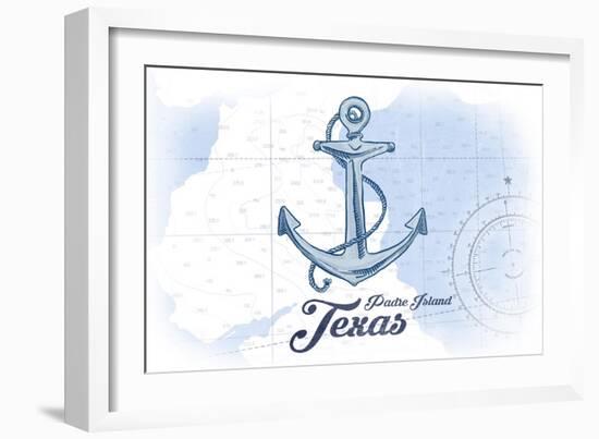 Padre Island, Texas - Anchor - Blue - Coastal Icon-Lantern Press-Framed Art Print