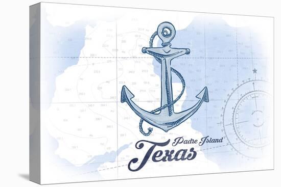 Padre Island, Texas - Anchor - Blue - Coastal Icon-Lantern Press-Stretched Canvas