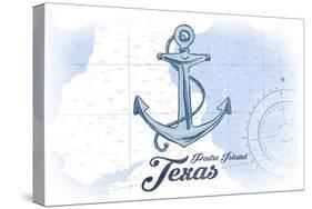 Padre Island, Texas - Anchor - Blue - Coastal Icon-Lantern Press-Stretched Canvas