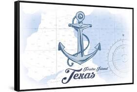 Padre Island, Texas - Anchor - Blue - Coastal Icon-Lantern Press-Framed Stretched Canvas