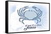 Padre Island, Texas - Crab - Blue - Coastal Icon-Lantern Press-Framed Stretched Canvas