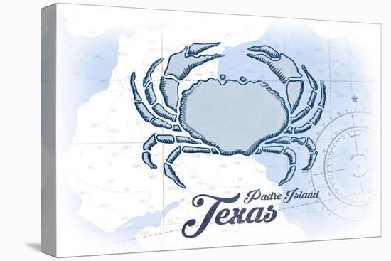 Padre Island, Texas - Crab - Blue - Coastal Icon-Lantern Press-Stretched Canvas