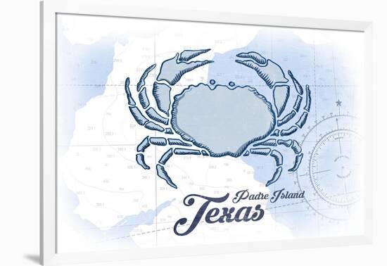 Padre Island, Texas - Crab - Blue - Coastal Icon-Lantern Press-Framed Art Print