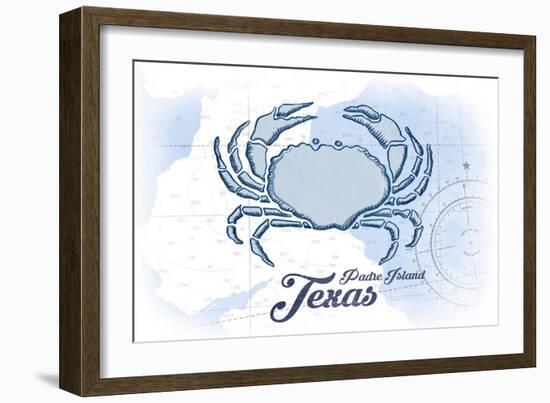 Padre Island, Texas - Crab - Blue - Coastal Icon-Lantern Press-Framed Art Print