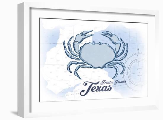 Padre Island, Texas - Crab - Blue - Coastal Icon-Lantern Press-Framed Art Print