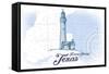 Padre Island, Texas - Lighthouse - Blue - Coastal Icon-Lantern Press-Framed Stretched Canvas