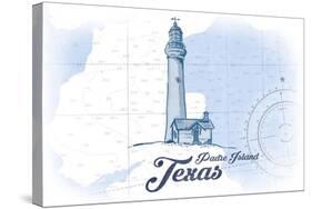 Padre Island, Texas - Lighthouse - Blue - Coastal Icon-Lantern Press-Stretched Canvas