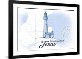 Padre Island, Texas - Lighthouse - Blue - Coastal Icon-Lantern Press-Framed Premium Giclee Print