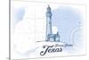 Padre Island, Texas - Lighthouse - Blue - Coastal Icon-Lantern Press-Stretched Canvas