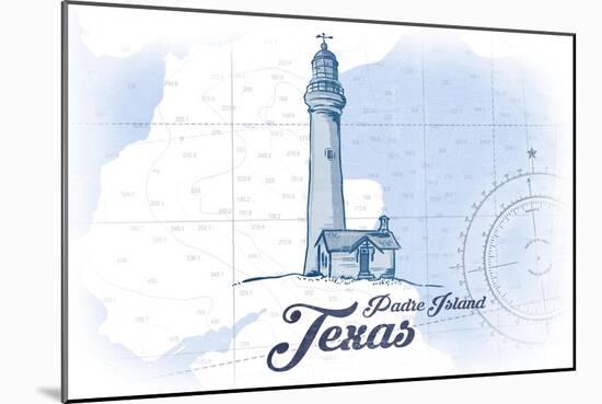 Padre Island, Texas - Lighthouse - Blue - Coastal Icon-Lantern Press-Mounted Art Print